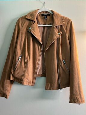 F21 tan faux suede jacket
